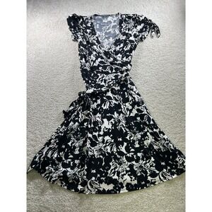 Apt.‎ 9 Women's Petite Black White Floral Wrap Dress PM